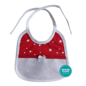 Red Christmas Baby Bib with White Stars